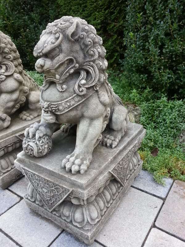 Garten Steinfigur Fu Hunde Foo Dog asiatische Gartendekoration